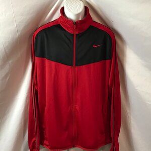 Nike Two Tone Red Black Activewear Athletic Sport Cut Track Style Zipper Jacket